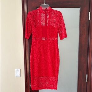 Elegant Red Lace Express Dress